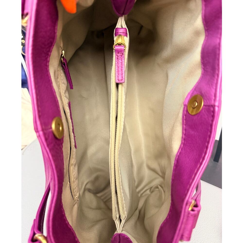 American Leather Co Purple Leather Val Perfect Satchel Tote Shoulder Bag - Picture 5 of 9